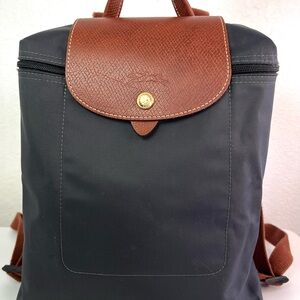 Longchamp Navy and Brown Backpack Le Pliage SacADos Modele Derose